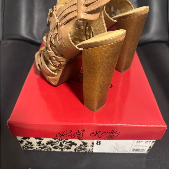 Naughty Monkey Tan Woven Heels - Picture 3 of 5